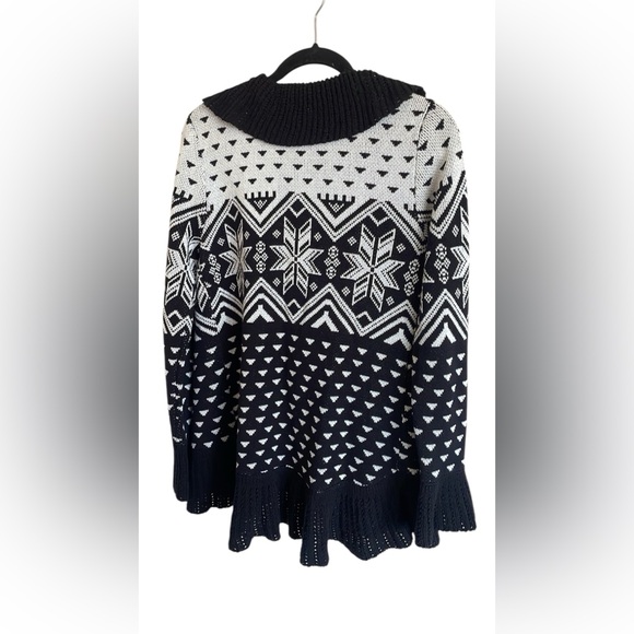 Style & Co Black and white Aztec print cardigan with ruffle hem and tie front - Picture 6 of 6